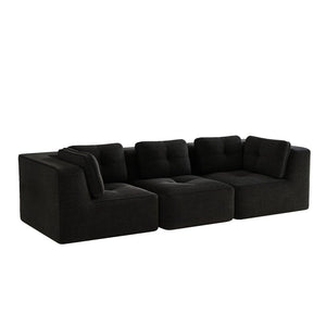 English Elm Modern Corduroy Modular Sectional Sofa Deep Seat Tufted Piping No Assembly Required Black W714S01789