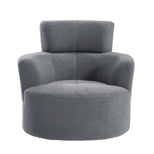 English Elm 360° Swivel Chair - Cozy Berber Fleece Barrel Accent Chair With Adjustable Headrest For Any Space N719P272676E