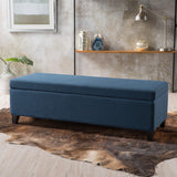 Hearth and Haven Xenon Fabric Upholstered Storage Bench with Birch Wood Legs, Navy Blue 73766.00FNBLU