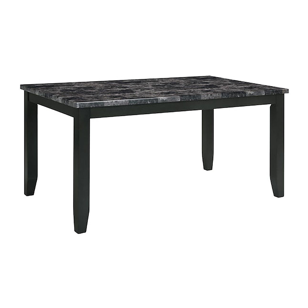 English Elm Simple Classic 7pc Dining Set with Faux Marble Top and Leatherette Chairs for Stylish Gatherings Dark Gray 64 L x 40 W x 15 H B2741P348915