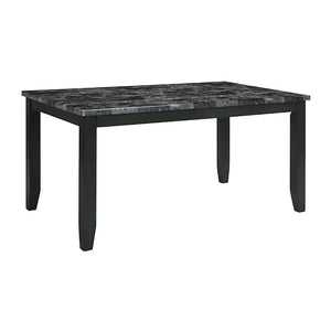 English Elm Simple Classic 7pc Dining Set with Faux Marble Top and Leatherette Chairs for Stylish Gatherings Dark Gray 64 L x 40 W x 15 H B2741P348915