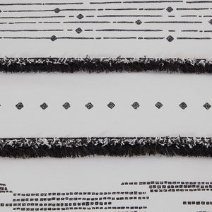 JLA Home INK+IVY - Cotton Boho Tassel Comforter Set with Printed Stripes, Breathable 100% Cotton, Duvet-Like Finish, Easy Care Black/White II10-1130