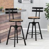 Christopher Knight Home® - Noble House - Jutte Modern Industrial Firwood Adjustable Height Swivel Barstools, Antique And Black Brushed Silver - Set Of 2