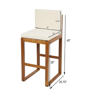 English Elm Christopher Knight Home® - Outdoor Acacia Wood Barstool set brings rustic-modern charm, durable solid wood, water-resistant cushions, easy assembly Teak+ Beige 43 L x 24.25 W x 11.5 H N776P285374T