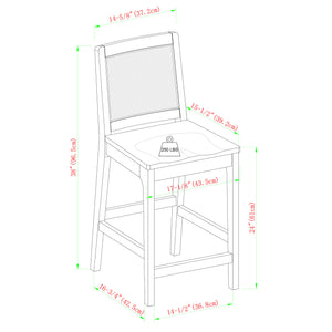 English Elm Walker Edison - Transitional Solid Rubberwood & Woven Rattan Counter Stools Set of 2 in Black — Durable, Easy-Clean, Floor-Protecting Sliders B185P169231