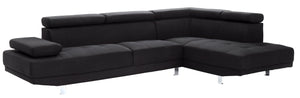English Elm Riveredge Modern Right-Facing Sectional with Adjustable Armrests & Headrests, Chrome Legs, Fabric Comfort Black 21 L x 76 W x 34 H B078S00397