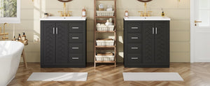 English Elm 60'' Bathroom Vanity Set With Elegant Ceramic Sink, Solid Wood Frame, Ample Storage & Soft-Close Doors N710SS00002B