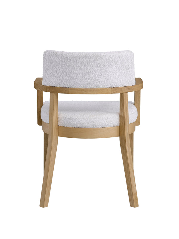 English Elm Kasem Luxe Gorge Fabric & Oak Finish Side Chair Set of 2 — White Padded Seat, Curved Armrests, Durable Wood B2726P246304