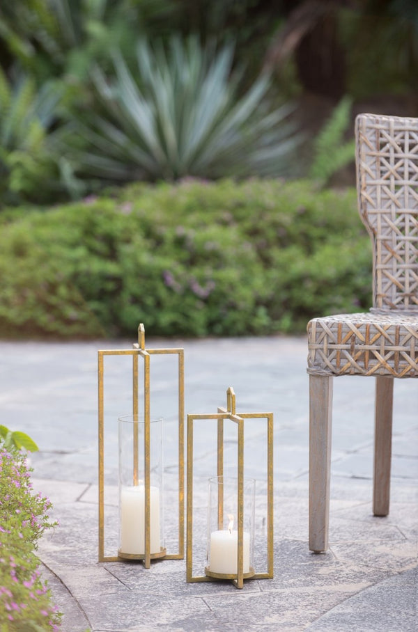 English Elm Set of 3 Graduated Iron Lanterns with Rustic Gold Finish for Glam Interiors W2078P481351