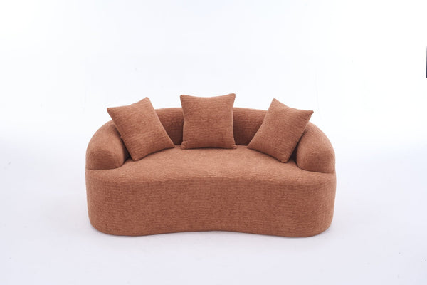 English Elm Ly-025s Chenille Curved Loveseat Compact Sofa with Spring Support for Small Spaces W2231P495049