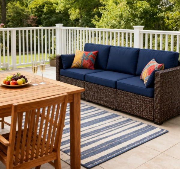 English Elm Seater Outdoor Pe Rattan Sofa Deep Cushioned Patio Couch for Deck or Poolside T3971P417835