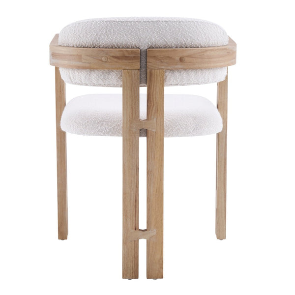 English Elm Indoor Solid Wood Round Back Dining Chairs Cushioned Beige Upholstered Set of Two Beige+Natural N772P411377N