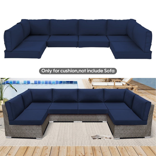 English Elm Outdoor Deep Seat Sectional Replacement Cushions Fade Resistant Polyester Set Navy Blue W419P187678