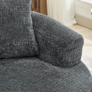 English Elm Curved Chenille Loveseat with Memory Foam Seating and Three Pillows for Compact Spaces Grey W1752P361566