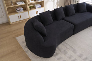 English Elm Compression Foam Curved Sectional Chenille Sleeper Sofa for Modern Living Rooms W2231S00051