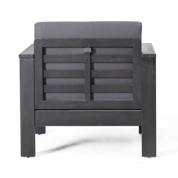 English Elm Christopher Knight Home® - Outdoor Acacia Wood Club Chairs with Water-Resistant Cushions, Durable Frame, Stylish Shutter Slat Design Grey 70692.00DGRY