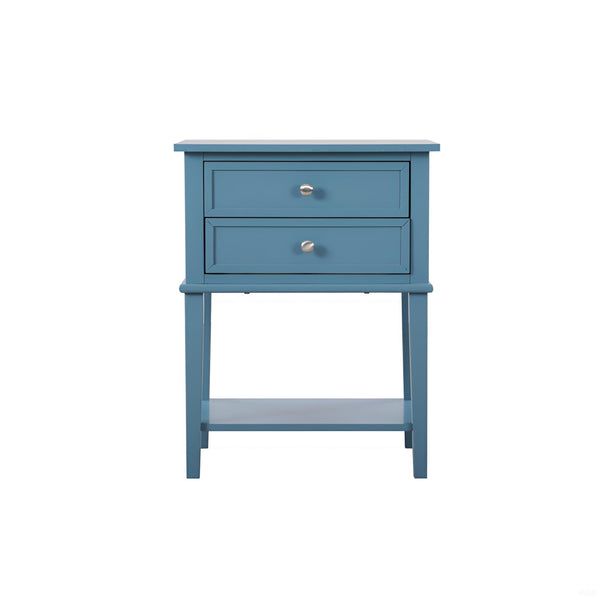 English Elm Chic Teal Nightstand with Open Shelf 28"H x22"W Modern Particle Board Accent Table, Easy Assembly, Sturdy Finish B078112101