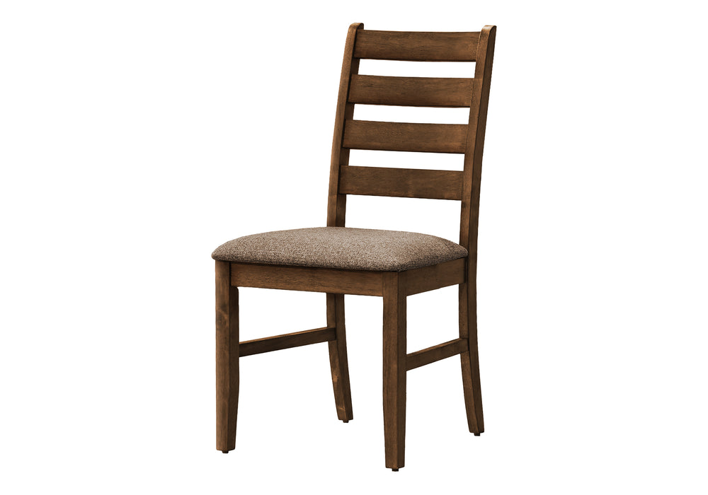 English Elm Dining Chair Solid Wood Ladder Back Upholstered Brown Fabric Thick Foam Seat 250lb Capacity Stylish Transitional Finish Cherry 39 L x 11 W x 19 H B2710P287011