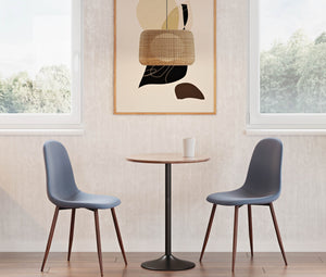 English Elm Pebble Adjustable Mid-Century Dining or Bar Table in Walnut with Black Metal Base, Seats Two Comfortably B202P223364