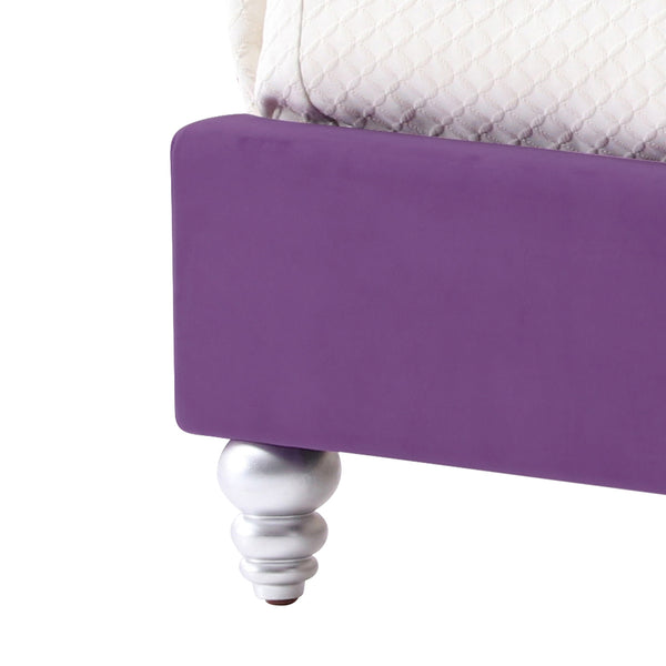 English Elm Elegant Velvet Purple Upholstered Bed with Padded Headboard, 50"H x 66"W x 86"D, Durable Transitional Style B078108102