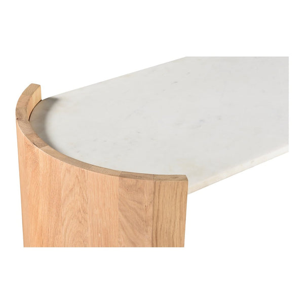 English Elm Dala Marble Top Oak Veneer Console Table Art Deco Arched Entryway Hallway Accent B2769P498439