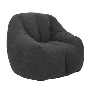 English Elm Bean Bag Chair Oversized Faux Fur Memory Foam Lounge Seat for Dorm or Living Room Dark Gray W2200P243727
