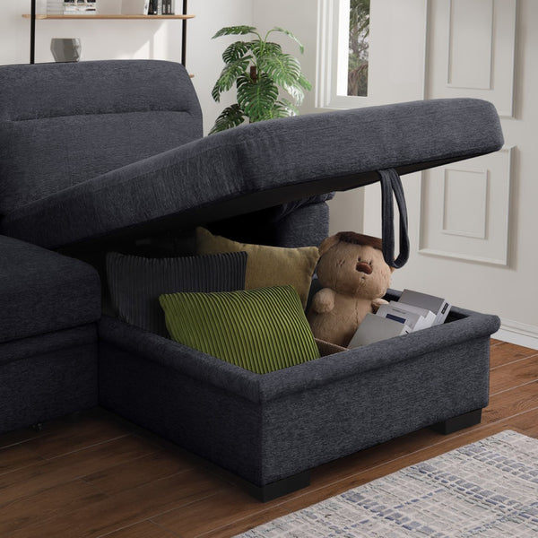 English Elm Kipriano Chenille Sleeper Sectional with Chaise Usb Charging and Hidden Storage B2749S00260
