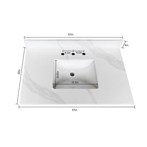 English Elm 37-inch Carrara Quartz Vanity Top Undermount Sink Backsplash Stain Resistant Bath W2699P459406
