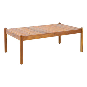 English Elm Outdoor Solid Acacia Slatted Coffee Table Patio Deck Low Profile Teak Finish N768P361446T