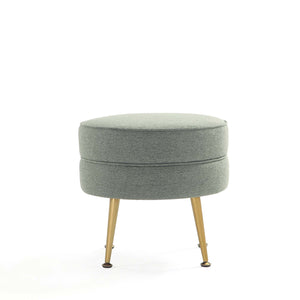 English Elm Bailey Upholstered Accent Ottoman: Sage Green Comfort With Gold Legs For Modern Living Spaces B365P397865