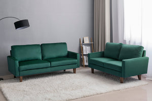 English Elm LOVESEAT,GREY Plush Microfiber Two-Seater Sofa with High-Density Foam, Solid Wood Frame, Durable Comfort Green B205P249006