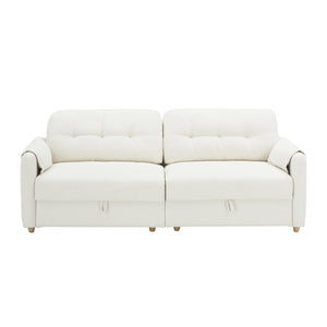 English Elm 79.50" Modern Teddy Cotton-Linen Sofa With Sleek Metal Legs & Trim - Stylish 3-Seater In Beige W3356S00028