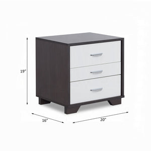 English Elm Two-tone Modern Nightstand with 3 Smooth-Glide Drawers, Space-Saving End Table for Bedroom Black,White B016P253974