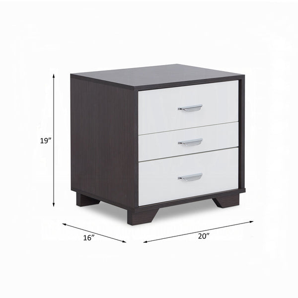 English Elm Two-tone Modern Nightstand with 3 Smooth-Glide Drawers, Space-Saving End Table for Bedroom Black,White B016P253974