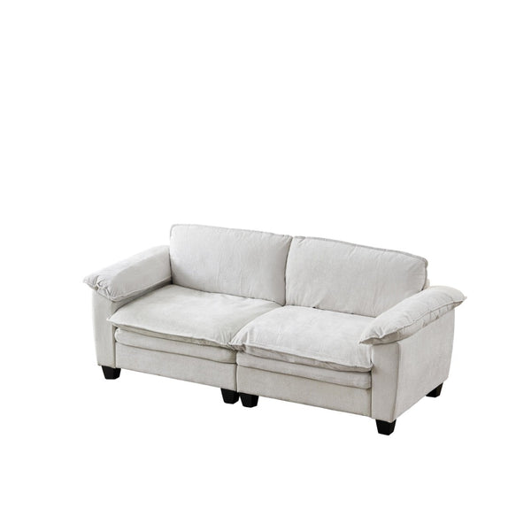 English Elm Living Room Chenille Loveseat with Pocket Coil Cushions and Washable Covers Seats Two Beige W1097S00233