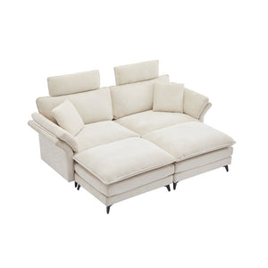 English Elm Deep Seat Sectional Sofa - Modern Corduroy Comfort With Ottomans For Living Spaces & Offices W2120S00002-GIGA