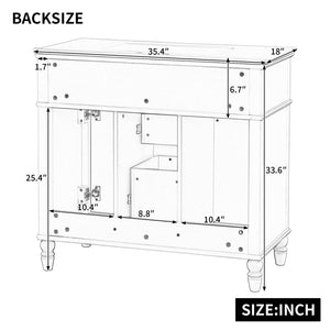 English Elm 36 Inch Bathroom Vanity with Ceramic Sink, Durable MDF & Solid Wood Frame, Soft-Close Doors, Luxe Handles, Ample Organized Storage, Modern Freestanding Design White N725P314034K