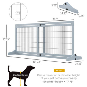 English Elm Pet Gate Freestanding Pine Wood and Steel Mesh Accordion Panel for Modern Homes T3971P434754
