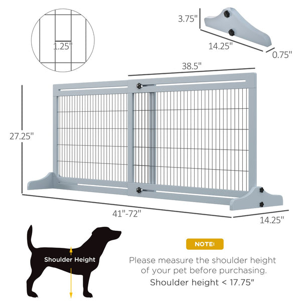 English Elm Pet Gate Freestanding Pine Wood and Steel Mesh Accordion Panel for Modern Homes T3971P434754