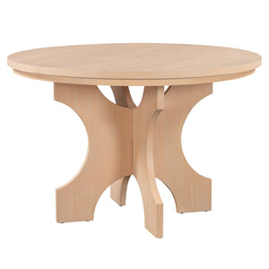 English Elm TREXM Round 5-Piece Rustic Dining Set with Upholstered Chairs and Curved Bench, Distressed Wood Finish Beige+Natural ST000146AAD