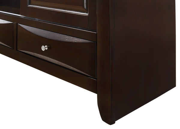 English Elm 1pc Dark Cherry TV Stand with 3 Drawers and Open Shelves, 87" Wide Media Console for Living Room B2741P294719