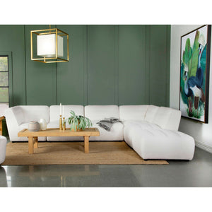 English Elm Nevve Low-Profile 6-Piece Tufted Sectional Sofa in Ivory Faux Sheepskin — Modular, Cozy, Chic Design B062S00990