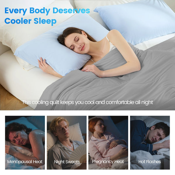English Elm 1-piece Queen Cooling Comforter Nylon Spandex Shell Wave Quilted Breathable Lightweight Fill Gray B035P408408