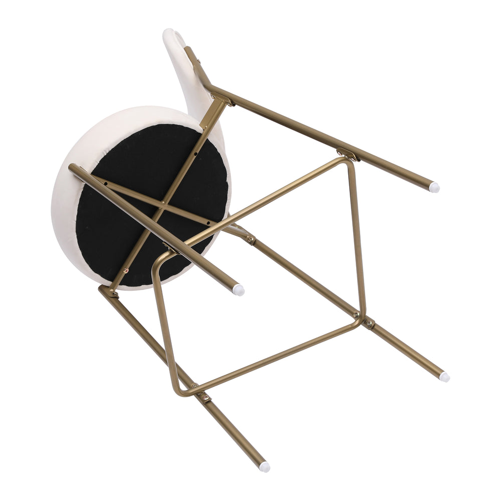 English Elm 29'' Velvet Bar Stools Set of 2 Creamy White with Gold Frame, 29.13" Seat Height, Plush Foam Comfort & Footrest Glam for Kitchen Dining Bar (Modern) W1757P227878