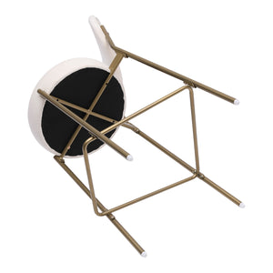 English Elm 29'' Velvet Bar Stools Set of 2 Creamy White with Gold Frame, 29.13" Seat Height, Plush Foam Comfort & Footrest Glam for Kitchen Dining Bar (Modern) W1757P227878