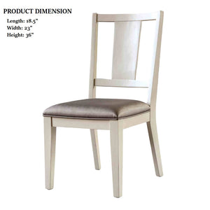 English Elm White Oak Finish 2pc Side Chair Faceted Panel Back Padded Seat Transitional Dining Room Chair, Durable Oak Fabric Upholstery, Simple Assembly Included B2741P406254