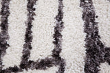 Sams International Oasis Juno Machine Made Polyester Geometric Shag Rug White 5'3 x 7'6"
