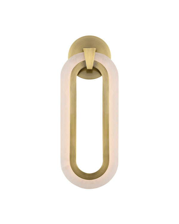 Currey & Company Aurora Alabaster Wall Sconce Antique Brass Dimmable LED Transitional Accent Light 5900-0060