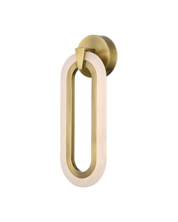 Currey & Company Aurora Alabaster Wall Sconce Antique Brass Dimmable LED Transitional Accent Light 5900-0060