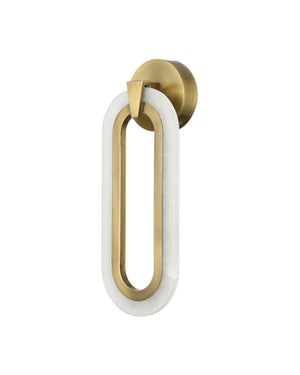 Currey & Company Aurora Alabaster Wall Sconce Antique Brass Dimmable LED Transitional Accent Light 5900-0060